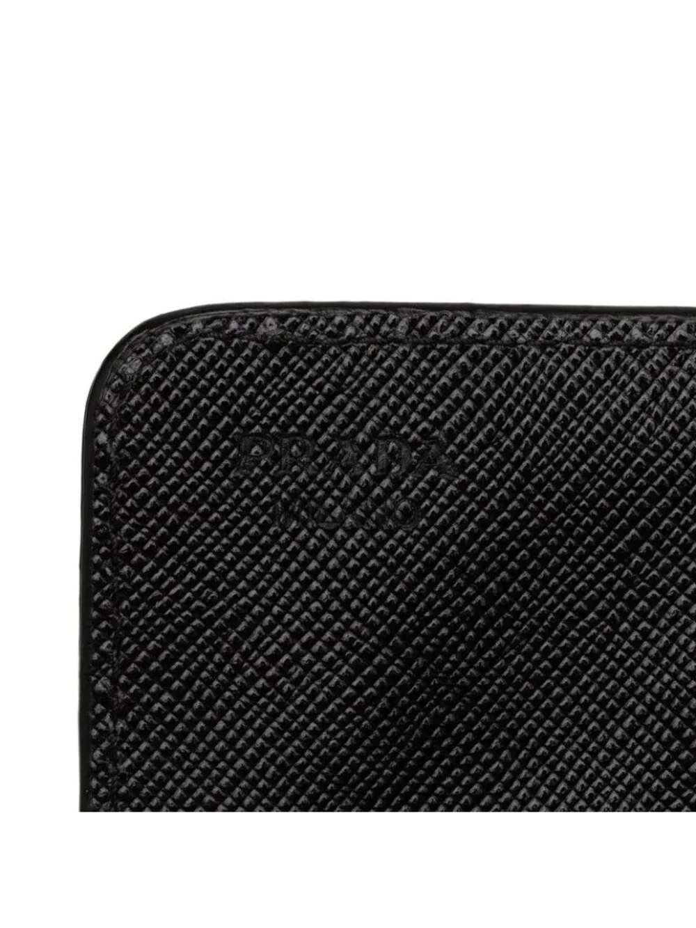 Prada Card Case Business Holder Black Saffiano Leather